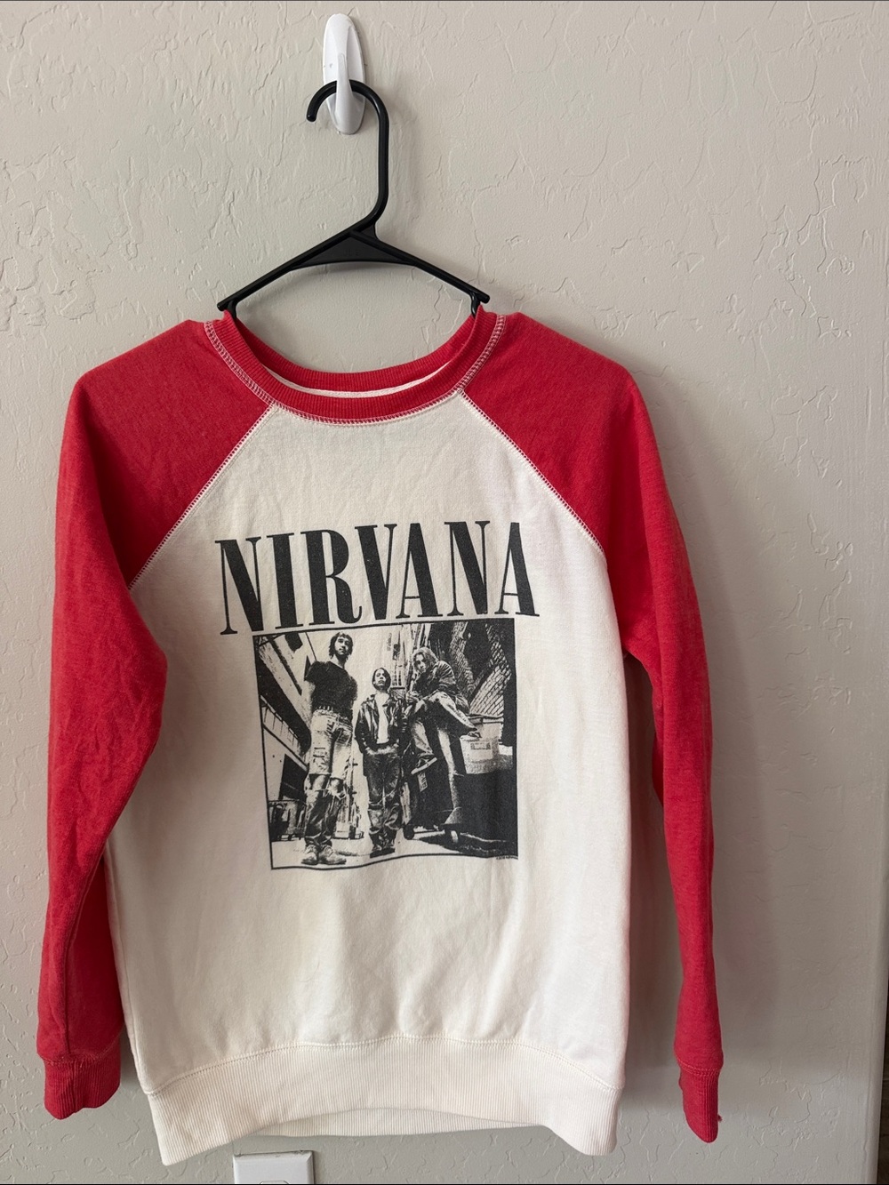 NIRVANA Red & White Raglan Graphic Sweatshirt